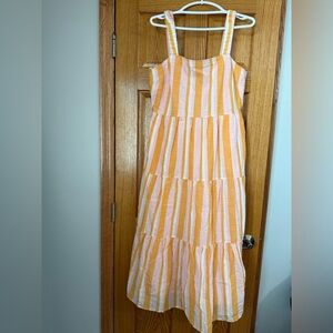 NWT pink, Orange and White Striped Maxi Dress